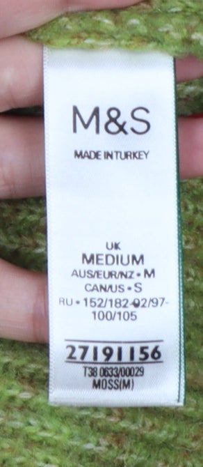 Marks and Spencer Women Green M Sleeveless 1/2 Zip High Neck Knit Vest