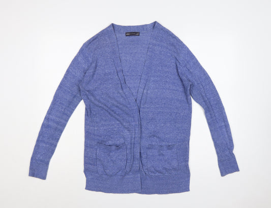 Marks and Spencer Women Blue Size 12 Open Cotton Knit Cardigan