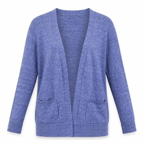 Marks and Spencer Women Blue Size 12 Open Cotton Knit Cardigan