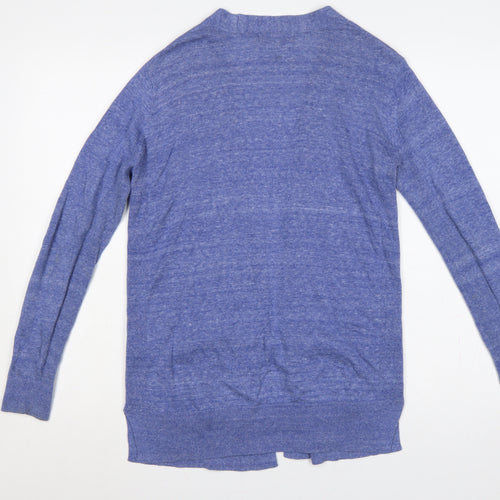 Marks and Spencer Women Blue Size 12 Open Cotton Knit Cardigan