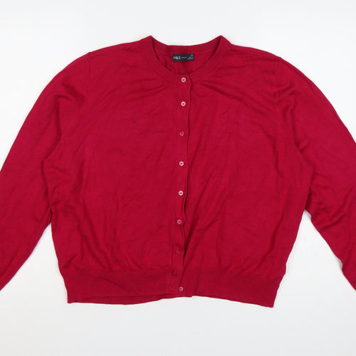 Marks & Spencer Women Red Size 22 Button Knit Cardigan Long Sleeve