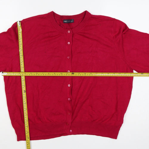 Marks & Spencer Women Red Size 22 Button Knit Cardigan Long Sleeve