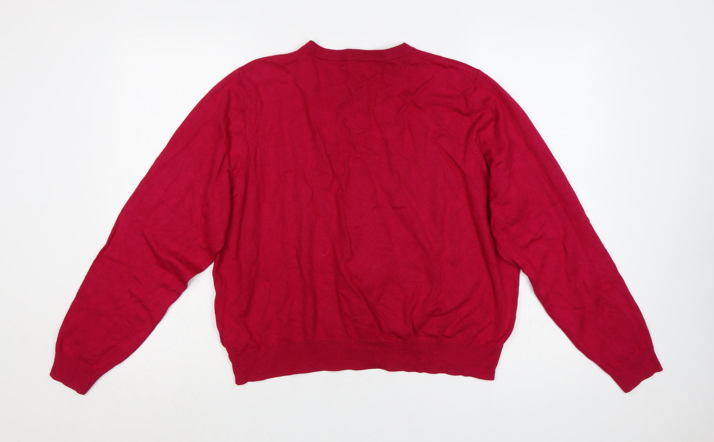 Marks & Spencer Women Red Size 22 Button Knit Cardigan Long Sleeve