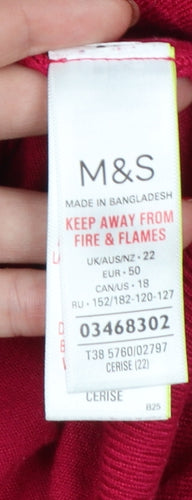 Marks & Spencer Women Red Size 22 Button Knit Cardigan Long Sleeve