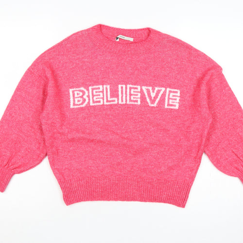 George Girls Pink 12-13 Years Believe Knit Pullover Jumper