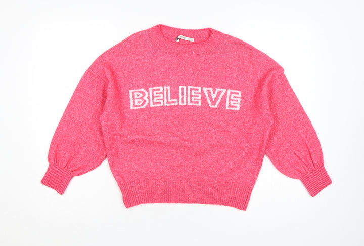 George Girls Pink 12-13 Years Believe Knit Pullover Jumper