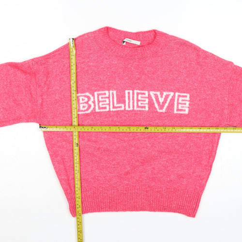 George Girls Pink 12-13 Years Believe Knit Pullover Jumper
