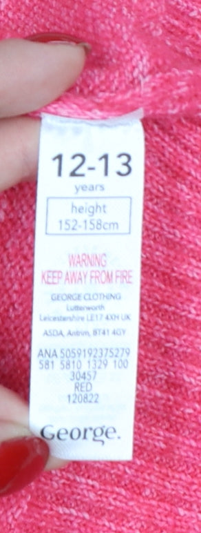 George Girls Pink 12-13 Years Believe Knit Pullover Jumper
