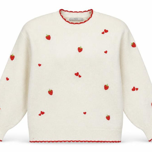 George Women’s Ivory Strawberry Heart Embroidered Knit Jumper UK 16