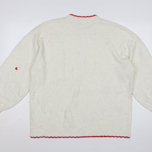 George Women’s Ivory Strawberry Heart Embroidered Knit Jumper UK 16