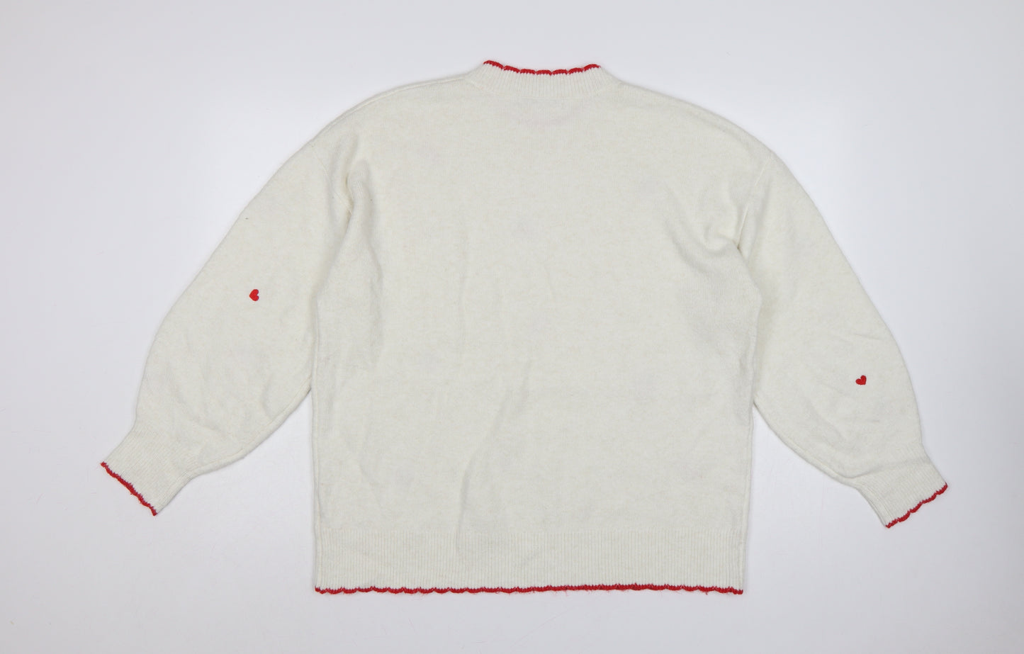 George Women’s Ivory Strawberry Heart Embroidered Knit Jumper UK 16