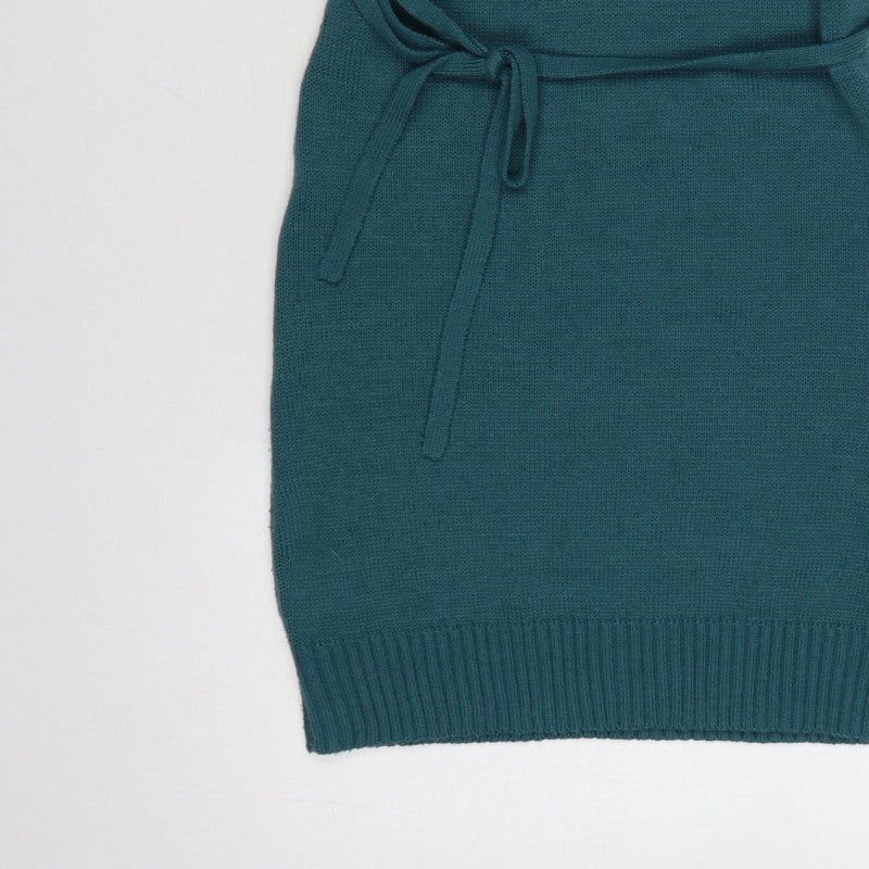 Terranova Women Green M Knit Belted Knee Length Jumper Dress