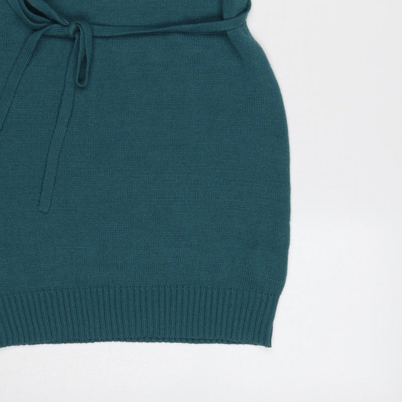 Terranova Women Green M Knit Belted Knee Length Jumper Dress