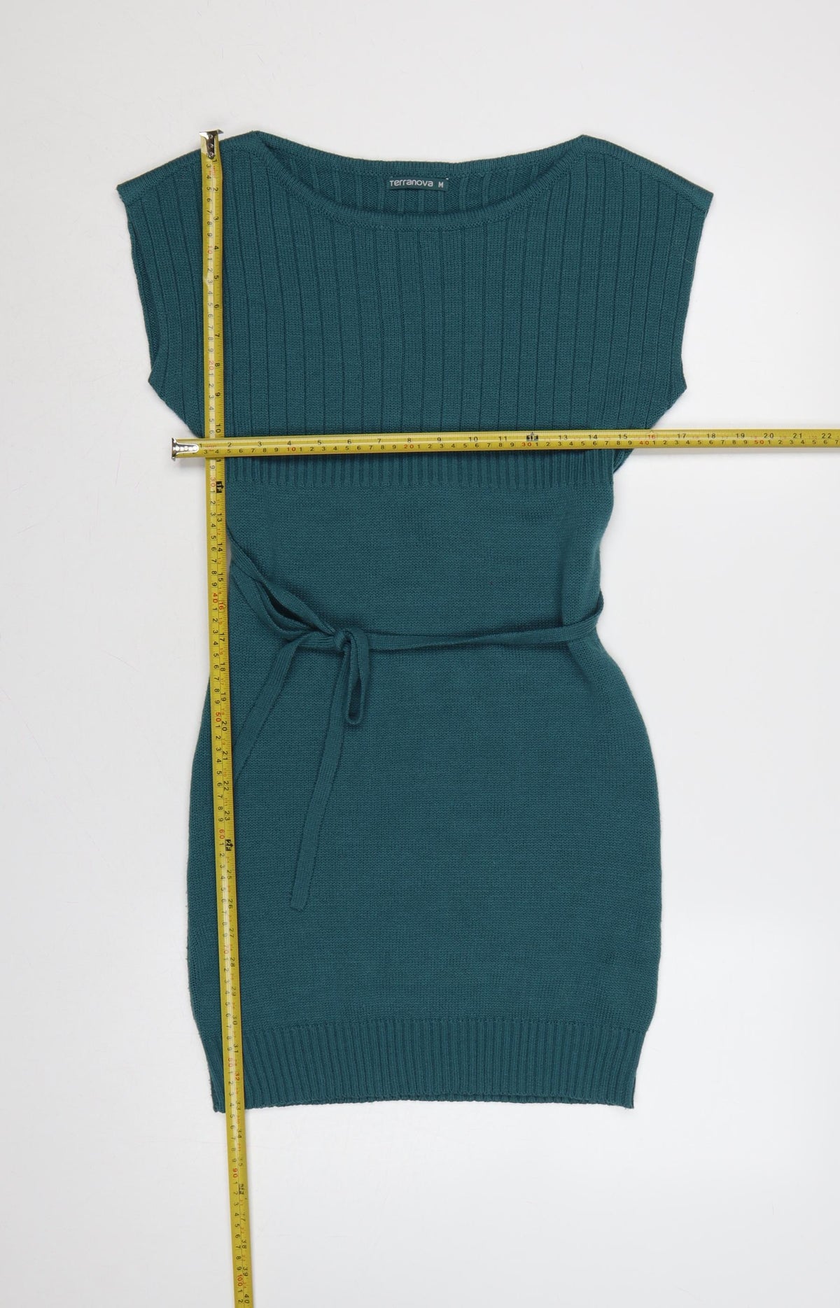 Terranova Women Green M Knit Belted Knee Length Jumper Dress