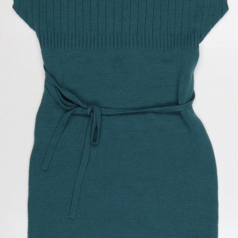 Terranova Women Green M Knit Belted Knee Length Jumper Dress