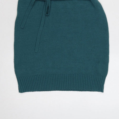 Terranova Women Green M Knit Belted Knee Length Jumper Dress