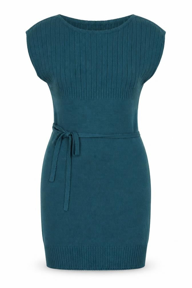 Terranova Women Green M Knit Belted Knee Length Jumper Dress