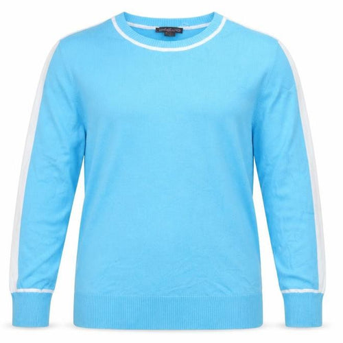 Stefano Women’s Blue White Trim Crew Neck Knit Jumper L