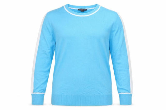 Stefano Women’s Blue White Trim Crew Neck Knit Jumper L