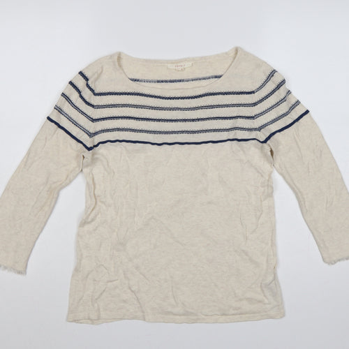 Esprit Women's Multicoloured M Striped Boat Neck Pullover Jumper