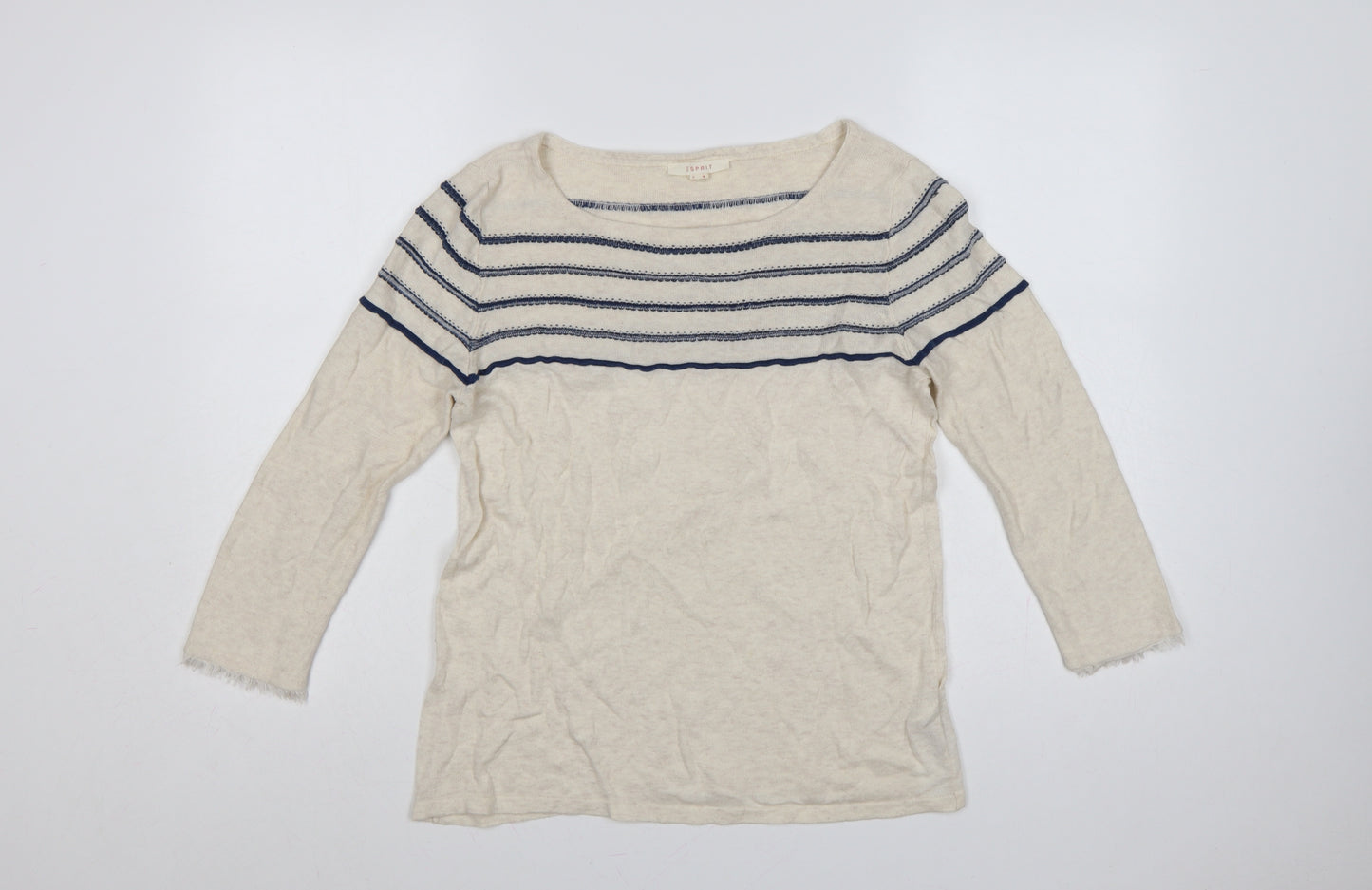 Esprit Women's Multicoloured M Striped Boat Neck Pullover Jumper