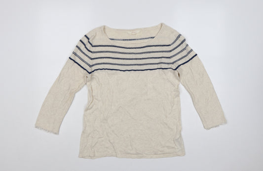 Esprit Women's Multicoloured M Striped Boat Neck Pullover Jumper