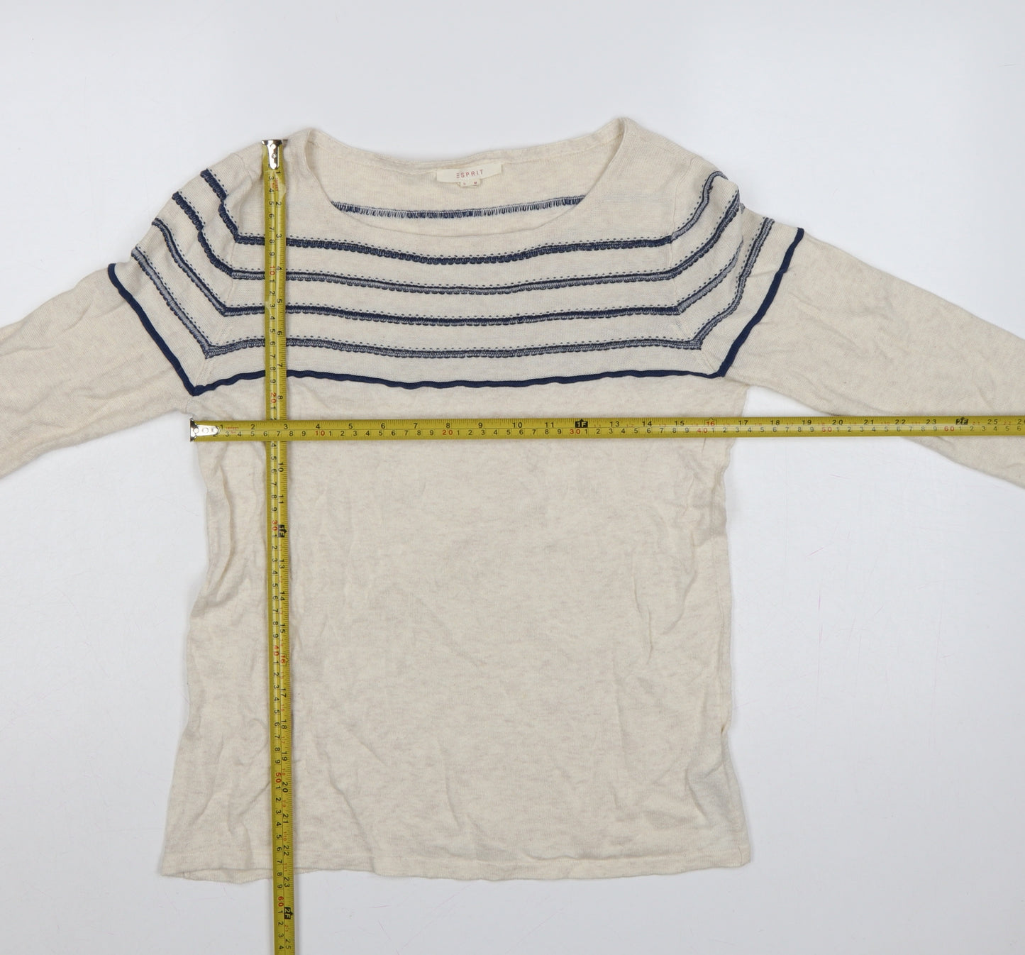 Esprit Women's Multicoloured M Striped Boat Neck Pullover Jumper