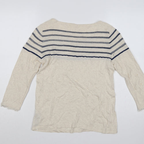 Esprit Women's Multicoloured M Striped Boat Neck Pullover Jumper