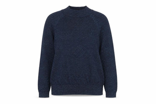 Front view of F&F Women’s Blue Glitter Knit Mock Neck Jumper UK 14 Long Sleeve