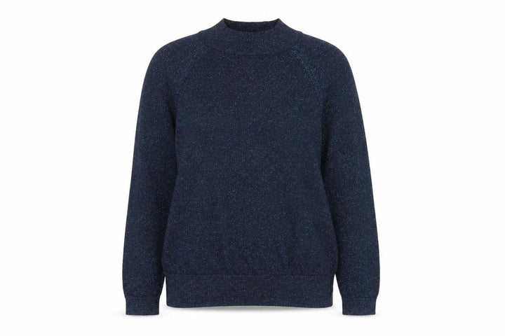 F&F Women’s Blue Glitter Knit Mock Neck Jumper UK 14 Long Sleeve