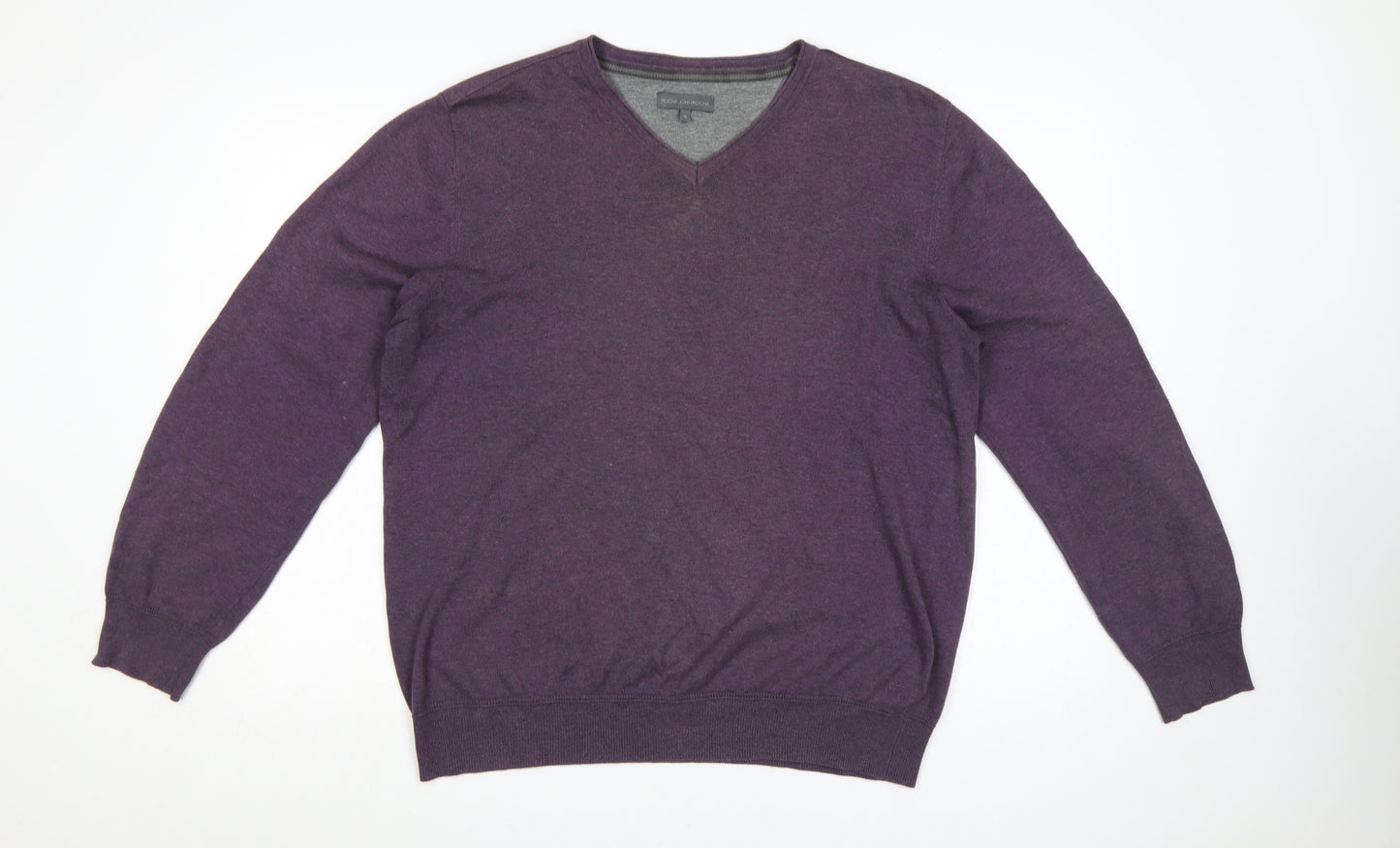 Rocha John Rocha Men’s Purple XL V-Neck Cotton Knit Pullover Jumper