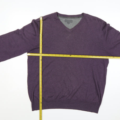 Rocha John Rocha Men’s Purple XL V-Neck Cotton Knit Pullover Jumper