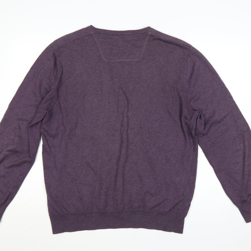 Rocha John Rocha Men’s Purple XL V-Neck Cotton Knit Pullover Jumper