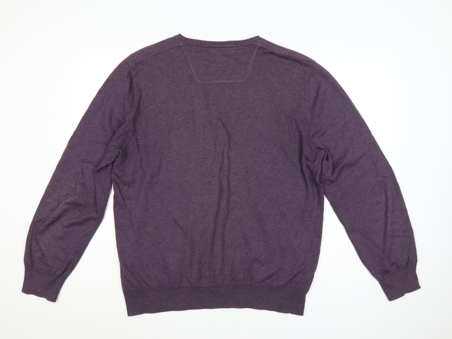 Rocha John Rocha Men’s Purple XL V-Neck Cotton Knit Pullover Jumper
