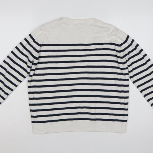La Redoute Women’s Ivory Navy Stripe Button Shoulder Jumper UK 16