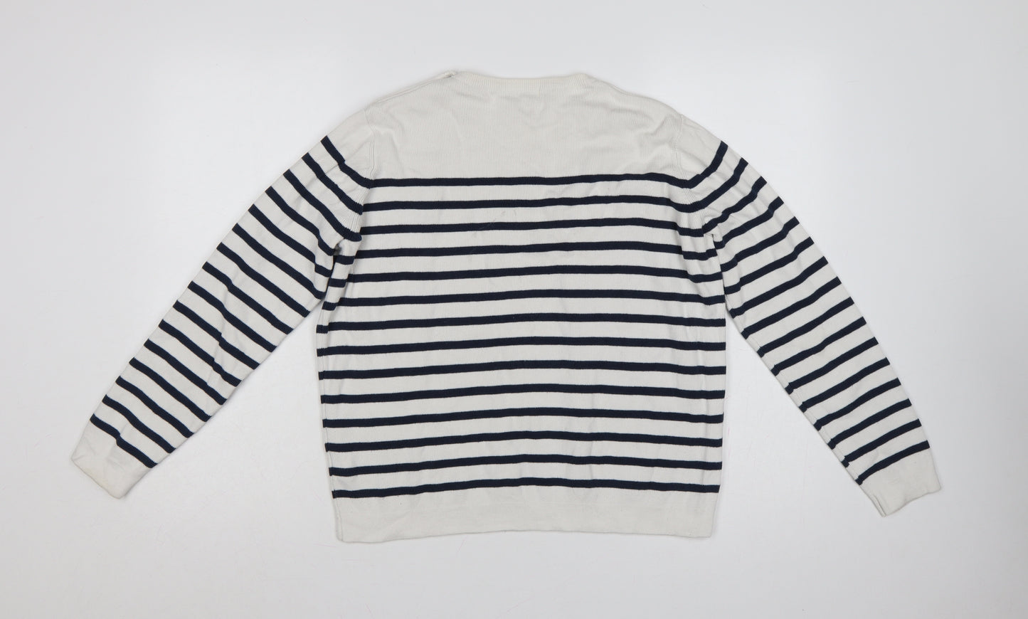 La Redoute Women’s Ivory Navy Stripe Button Shoulder Jumper UK 16