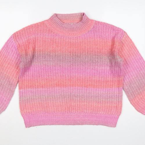 TU Women’s Pink Chunky Knit Mock Neck Balloon Sleeve Jumper UK 14
