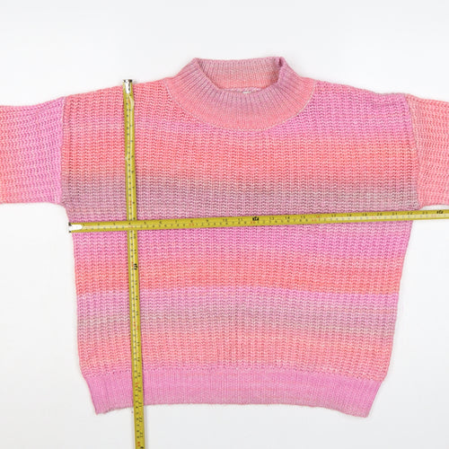 TU Women’s Pink Chunky Knit Mock Neck Balloon Sleeve Jumper UK 14