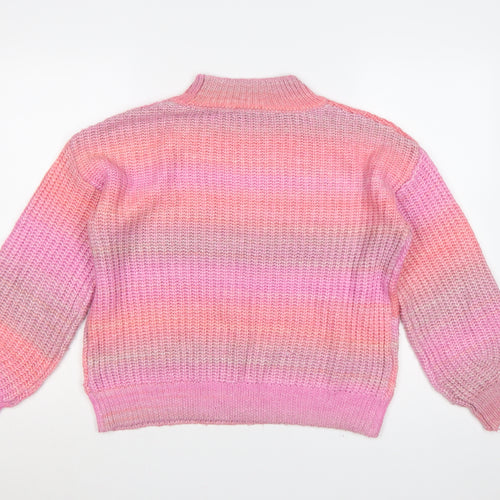 TU Women’s Pink Chunky Knit Mock Neck Balloon Sleeve Jumper UK 14