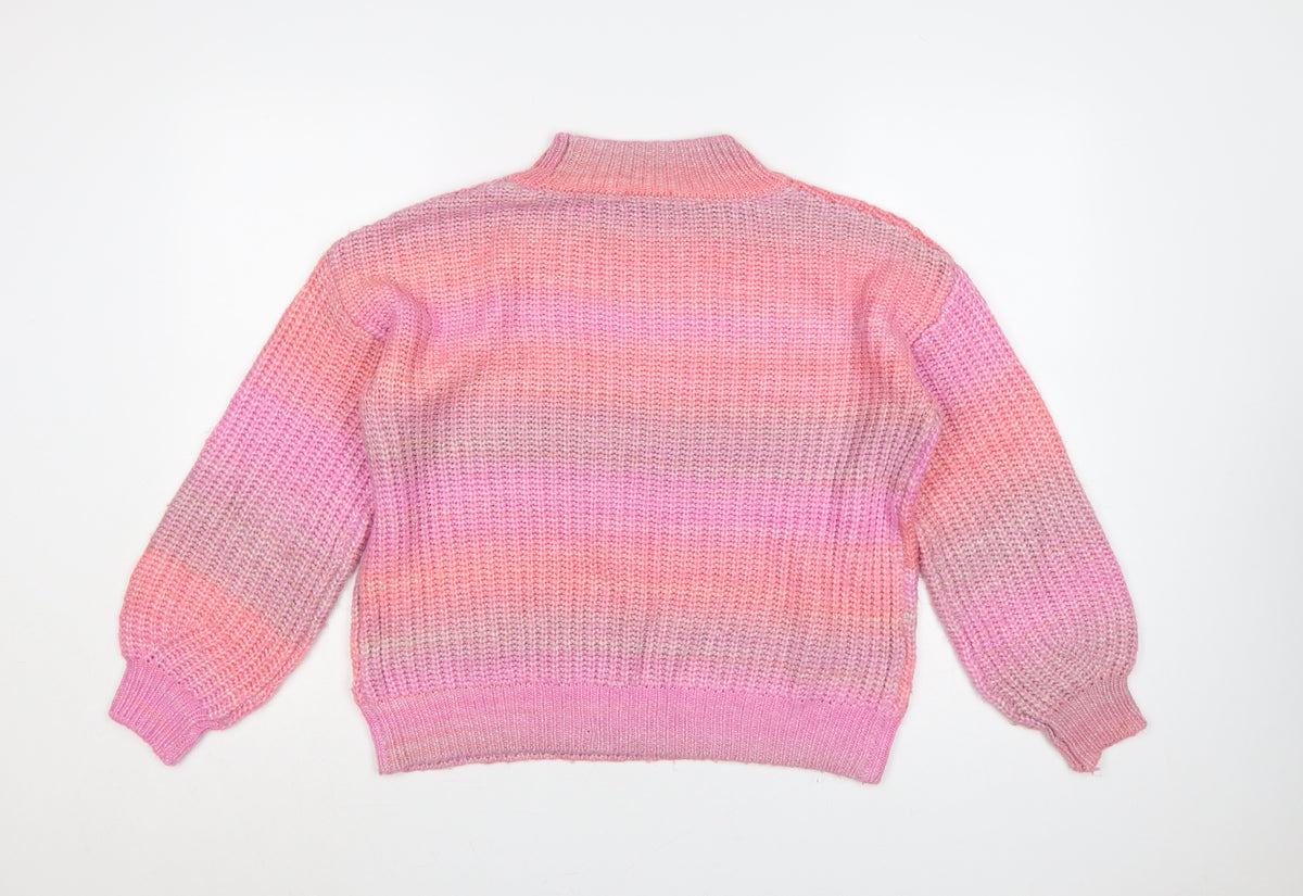 TU Women’s Pink Chunky Knit Mock Neck Balloon Sleeve Jumper UK 14