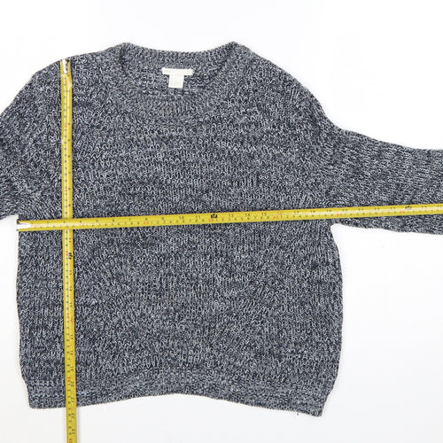 H&M Women Grey Marl Chunky Knit Crew Neck Pullover Jumper M