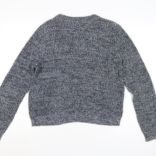 H&M Women Grey Marl Chunky Knit Crew Neck Pullover Jumper M