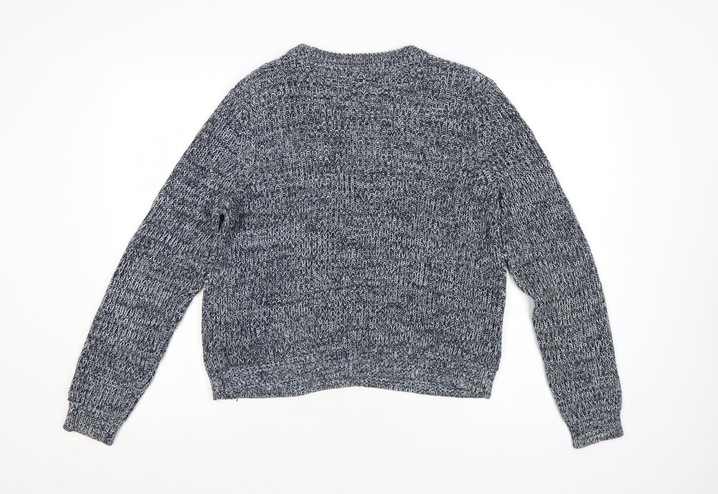 H&M Women Grey Marl Chunky Knit Crew Neck Pullover Jumper M