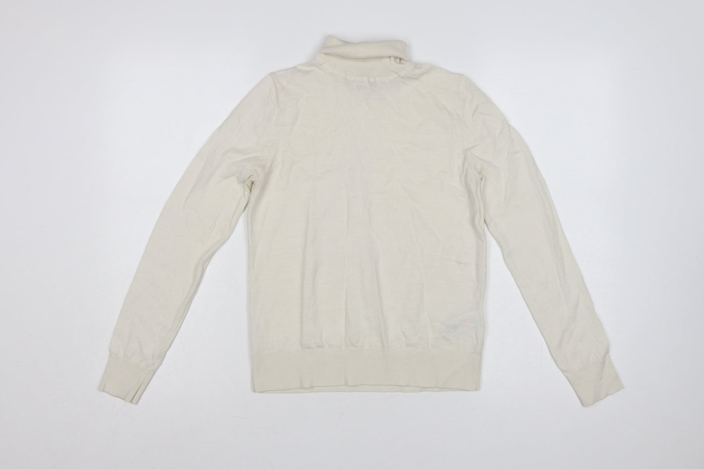 Marks & Spencer Women Ivory UK 8 Pure Merino Wool Roll Neck Jumper