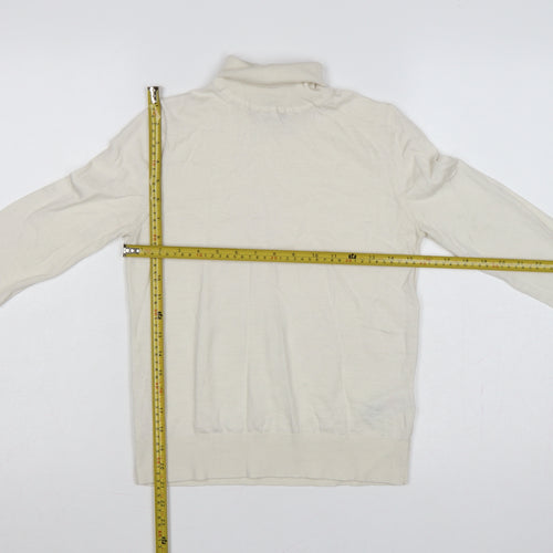 Marks & Spencer Women Ivory UK 8 Pure Merino Wool Roll Neck Jumper