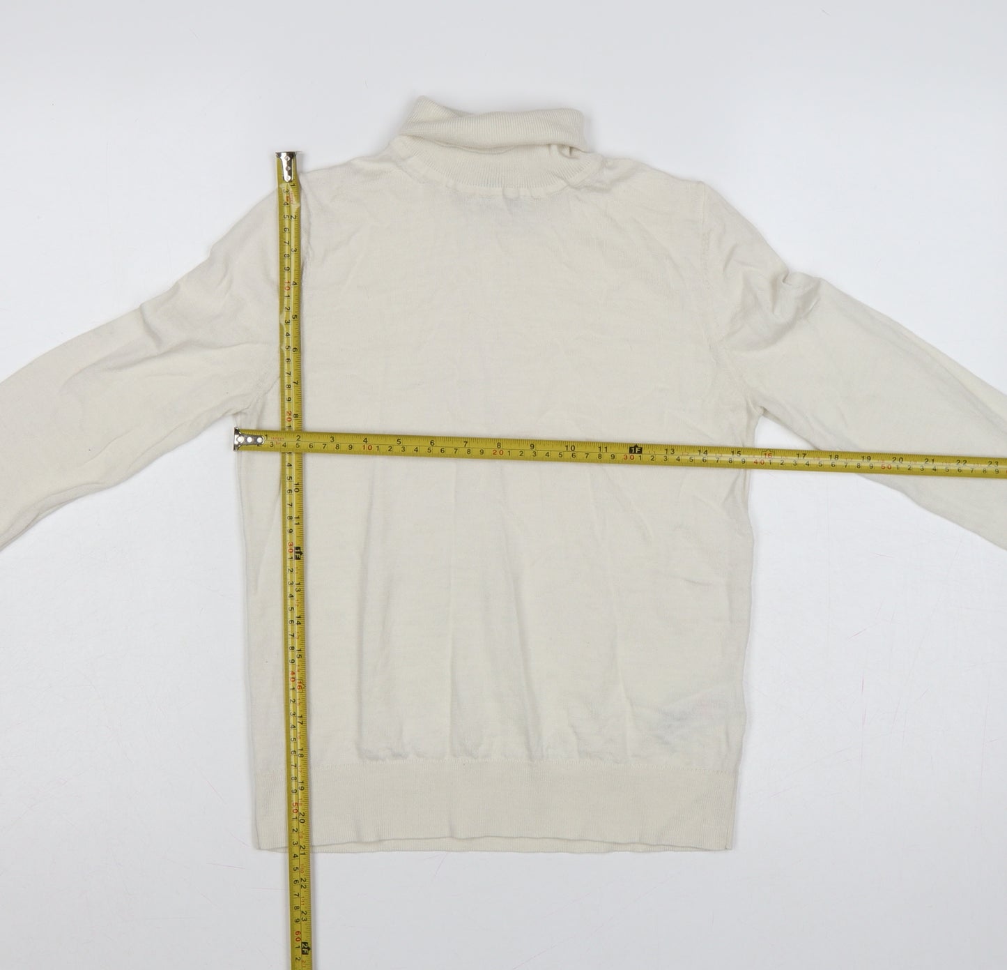 Marks & Spencer Women Ivory UK 8 Pure Merino Wool Roll Neck Jumper