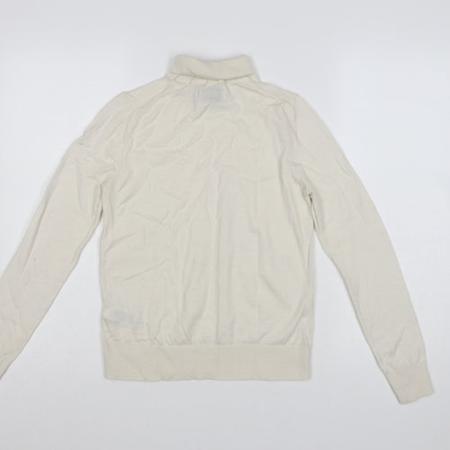 Marks & Spencer Women Ivory UK 8 Pure Merino Wool Roll Neck Jumper