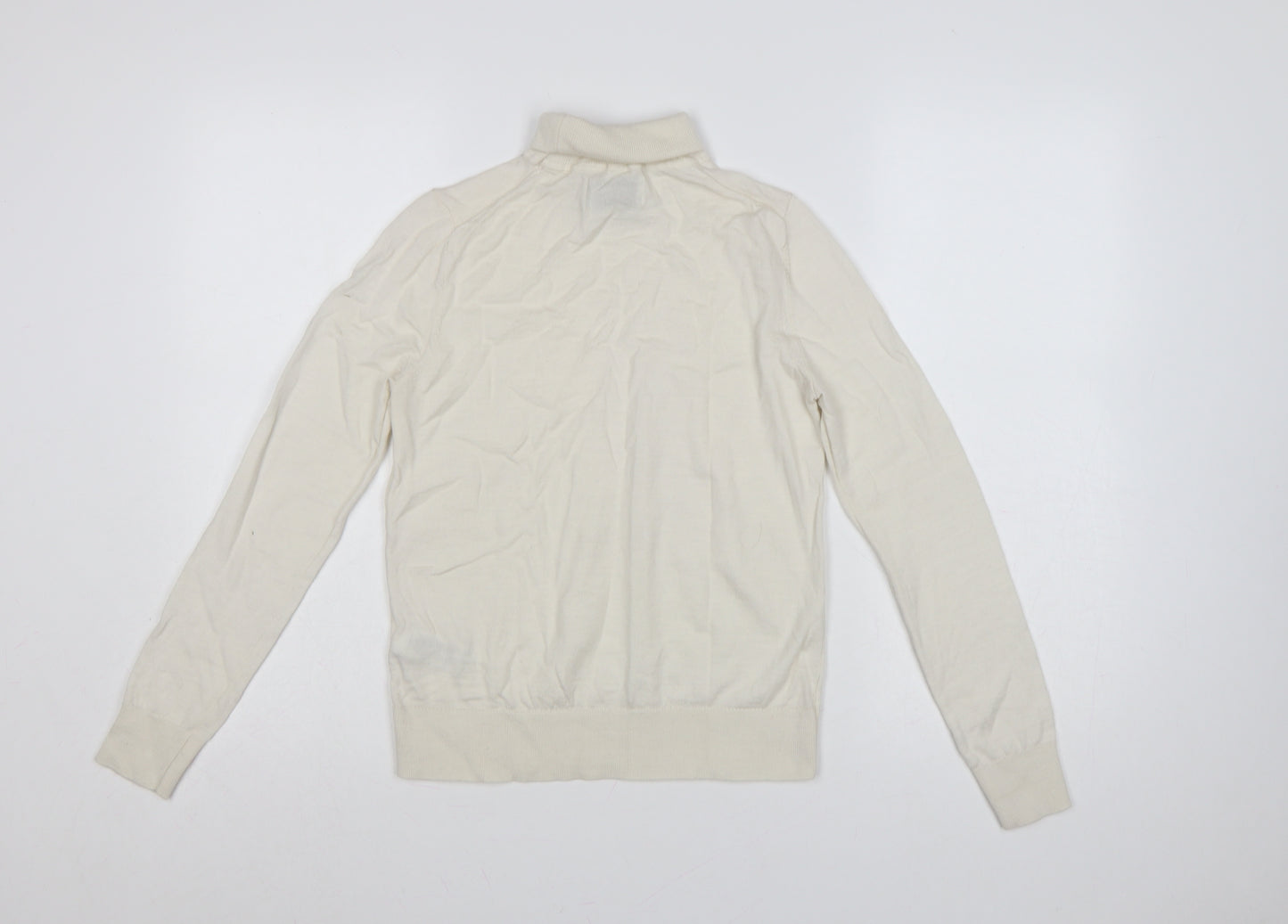 Marks & Spencer Women Ivory UK 8 Pure Merino Wool Roll Neck Jumper