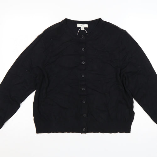 Marks and Spencer Women Black Size 18 Round Neck Button Cardigan