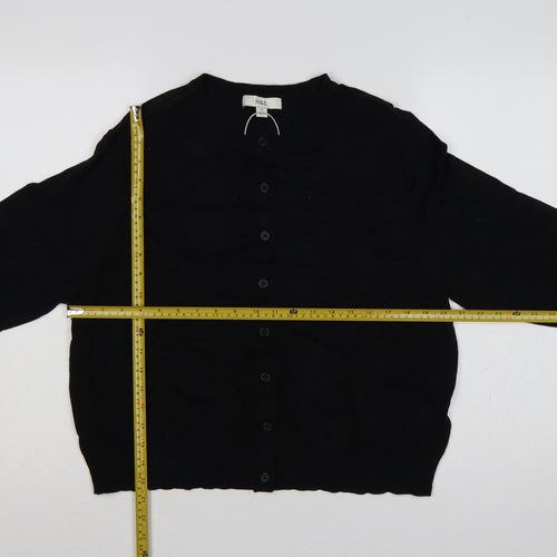 Marks and Spencer Women Black Size 18 Round Neck Button Cardigan